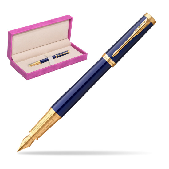 Parker Ingenuity Blue GT Penna Stilografica in suede box fuchsia