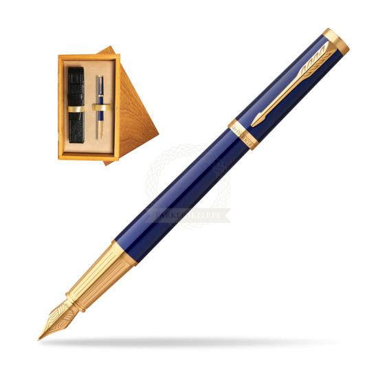Parker Ingenuity Blue GT Penna Stilografica in single wooden box Honey Single Ecru