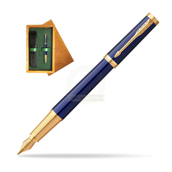 Parker Ingenuity Blue GT Penna Stilografica in single wooden box Honey Single Green