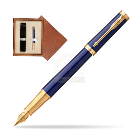 Parker Ingenuity Blue GT Penna Stilografica in single wooden box Mahogany Single Ecru