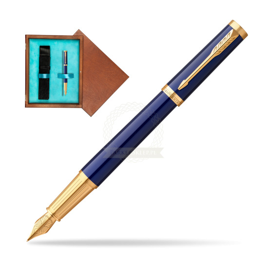 Parker Ingenuity Blue GT Penna Stilografica in single wooden box Mahogany Single Turquoise 