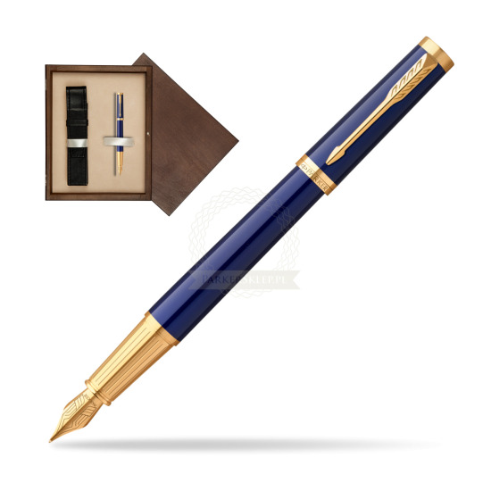 Parker Ingenuity Blue GT Penna Stilografica in single wooden box Wenge Single Ecru
