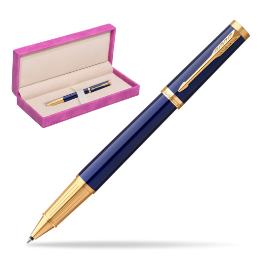 Parker Ingenuity Blue GT Penna Rollerball in suede box fuchsia
