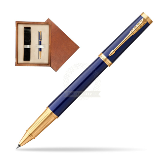 Parker Ingenuity Blue GT Penna Rollerball in single wooden box Mahogany Single Ecru