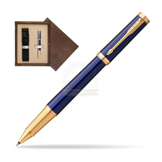 Parker Ingenuity Blue GT Penna Rollerball in single wooden box Wenge Single Ecru