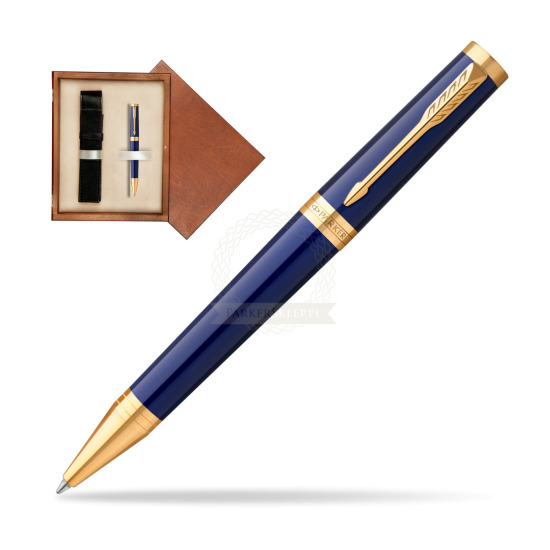Parker Ingenuity Blue GT Penna a Sfera in single wooden box Mahogany Single Ecru