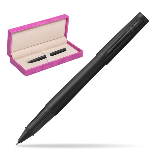 Parker Ingenuity Black BT Penna Rollerball in suede box fuchsia