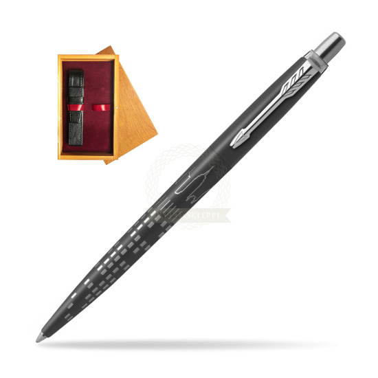 Parker JOTTER GLOBAL ICON - NEW YORK Penna a Sfera in single wooden box Honey Single Maroon