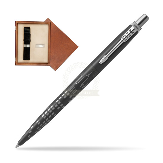 Parker JOTTER GLOBAL ICON - NEW YORK Penna a Sfera in single wooden box Mahogany Single Ecru