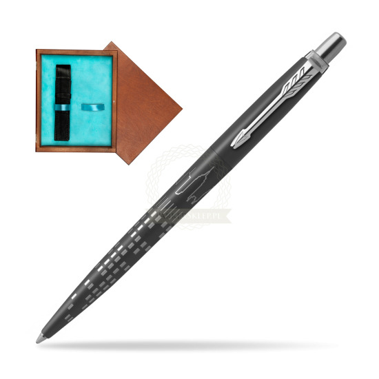 Parker JOTTER GLOBAL ICON - NEW YORK Penna a Sfera in single wooden box Mahogany Single Turquoise 