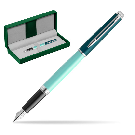 Waterman HÉMISPHÈRE COLOR-BLOCK GREEN CT Stylo-plume in the green leather box