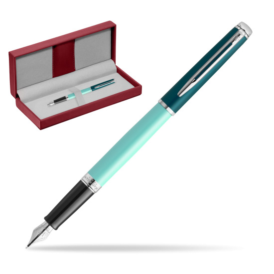 Waterman HÉMISPHÈRE COLOR-BLOCK GREEN CT Stylo-plume in the red leather box