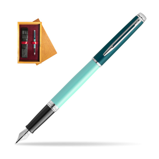 Waterman HÉMISPHÈRE COLOR-BLOCK GREEN CT Penna Stilografica in single wooden box Honey Single Maroon