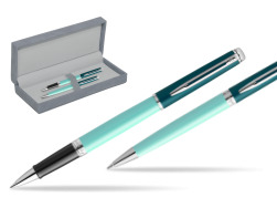 Waterman Rollerball + Ballpoint Pen Gift Set HÉMISPHÈRE COLOR-BLOCK GREEN CT in suede box grey