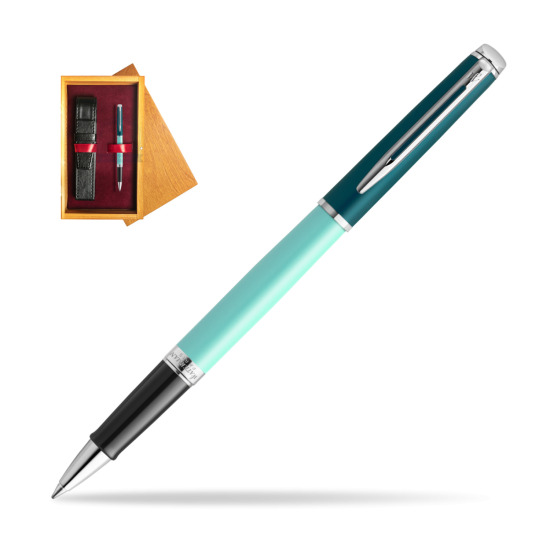 Waterman HÉMISPHÈRE COLOR-BLOCK GREEN CT Rollerball pen in single wooden box Honey Single Maroon