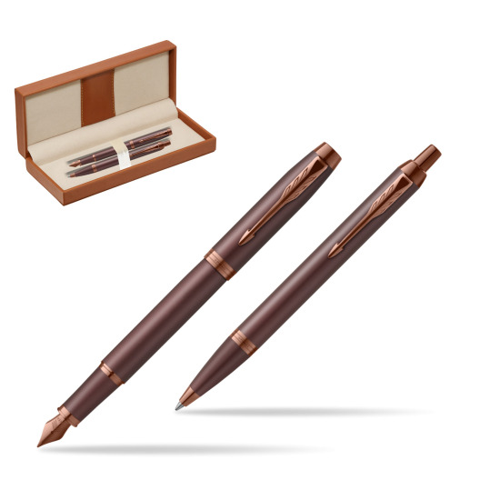 Parker Penna Stilografica + Penna Pen IM PROFESSIONALS MONOCHROME BURGUNDY  in classic box brown