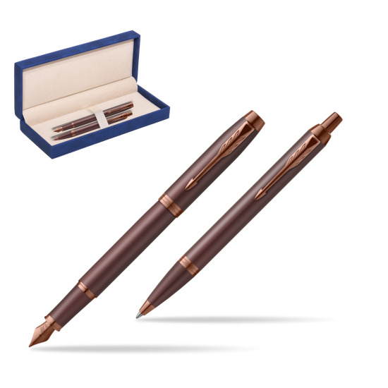 Parker Penna Stilografica + Penna Pen IM PROFESSIONALS MONOCHROME BURGUNDY in suede box navy blue