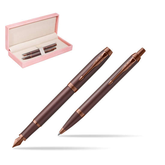 Parker Penna Stilografica + Penna Pen IM PROFESSIONALS MONOCHROME BURGUNDY in suede box pink