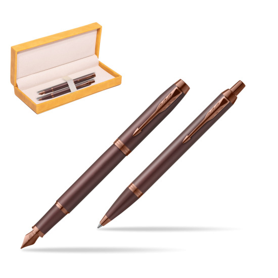 Parker Penna Stilografica + Penna Pen IM PROFESSIONALS MONOCHROME BURGUNDY in suede box yellow