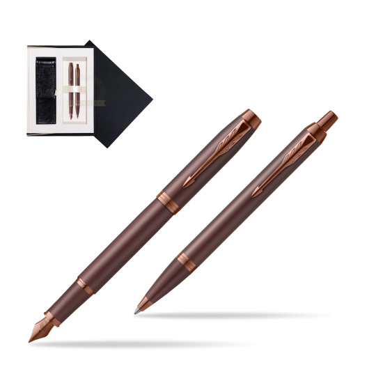 Parker Penna Stilografica + Penna Pen IM PROFESSIONALS MONOCHROME BURGUNDY in suede box black