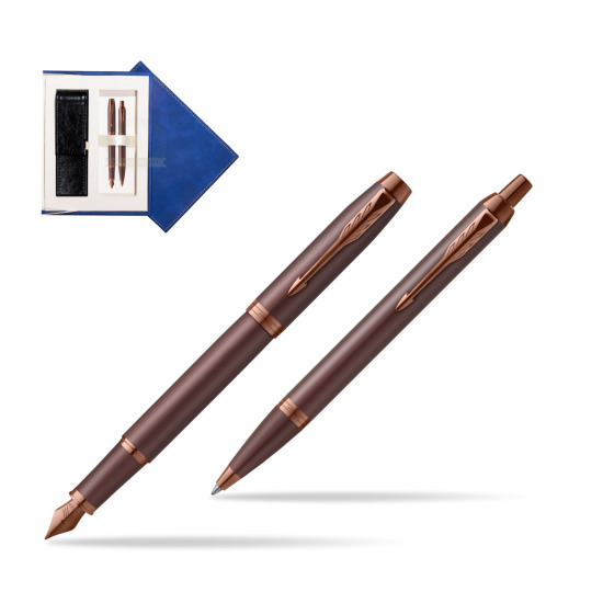 Parker Penna Stilografica + Penna Pen IM PROFESSIONALS MONOCHROME BURGUNDY in suede box navy blue
