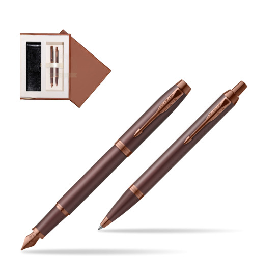 Parker Penna Stilografica + Penna Pen IM PROFESSIONALS MONOCHROME BURGUNDY in suede box brown