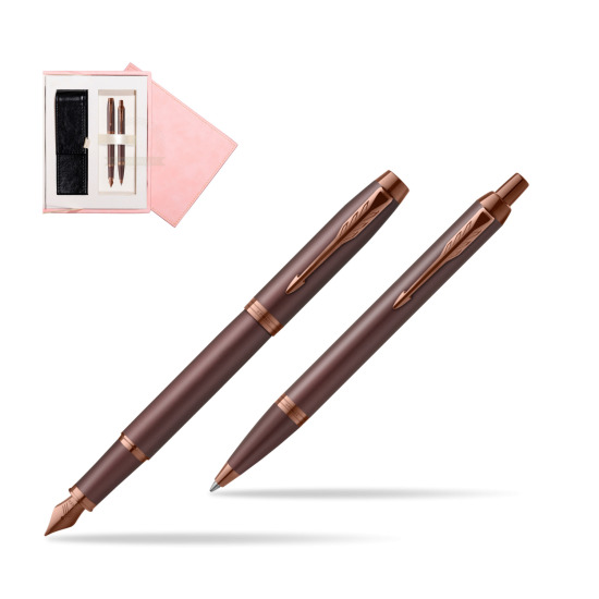 Parker Penna Stilografica + Penna Pen IM PROFESSIONALS MONOCHROME BURGUNDY in suede box pink