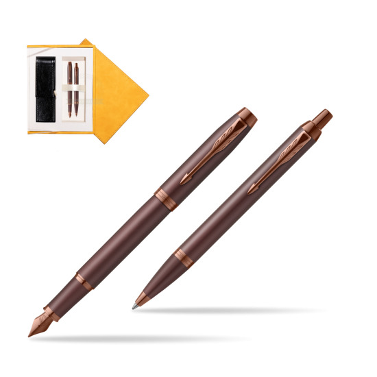 Parker Penna Stilografica + Penna Pen IM PROFESSIONALS MONOCHROME BURGUNDY in suede box yellow