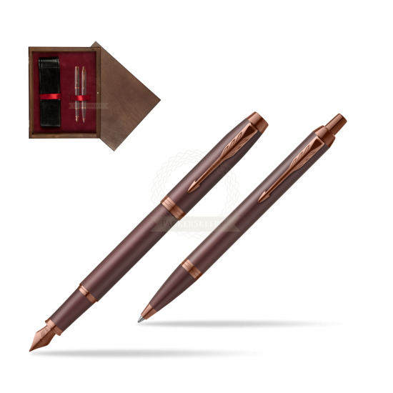Parker Penna Stilografica + Penna Pen IM PROFESSIONALS MONOCHROME BURGUNDY in double wooden box Wenge Double Maroon