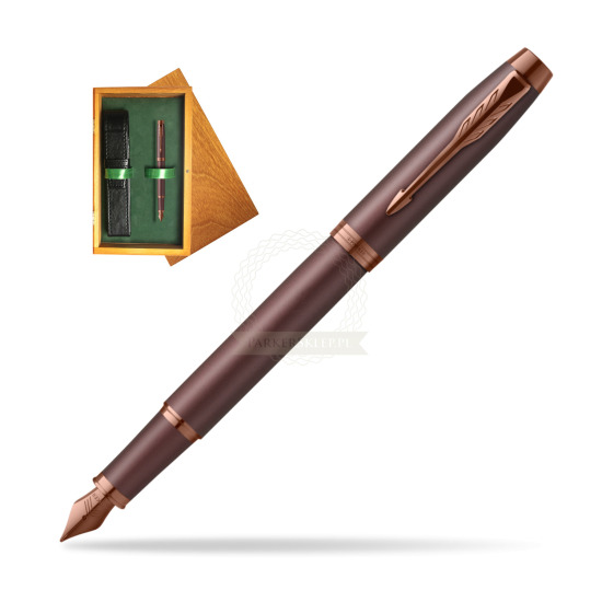 Parker IM PROFESSIONALS MONOCHROME BURGUNDY Penna Stilografica in single wooden box Honey Single Green