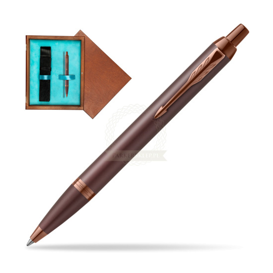 IM PROFESSIONALS MONOCHROME BURGUNDY Ballpoint Pen in single wooden box Mahogany Single Turquoise 