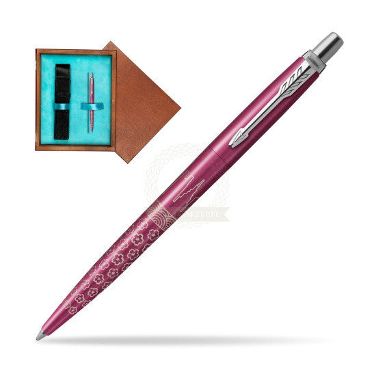 Parker JOTTER GLOBAL ICON - TOKYO Penna a Sfera in single wooden box Mahogany Single Turquoise 