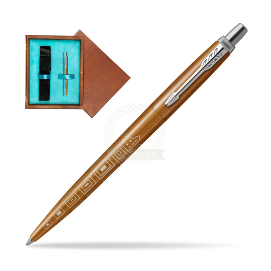 Parker JOTTER GLOBAL ICON - ROME Penna a sfera in single wooden box Mahogany Single Turquoise 