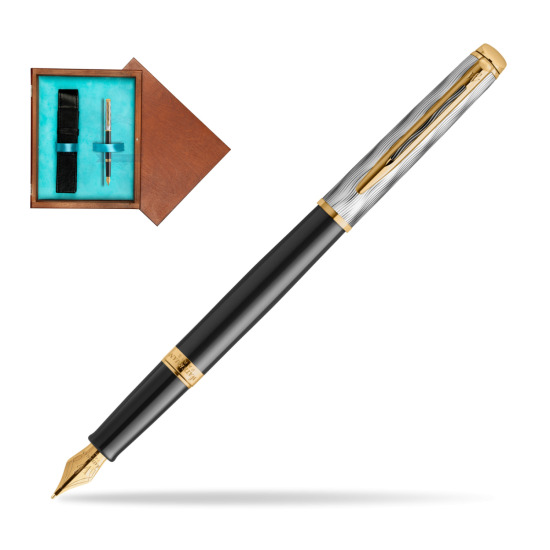 Waterman Hémisphère REFLETS DE PARIS Fountain pen in single wooden box Mahogany Single Turquoise 