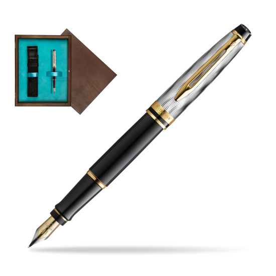 Waterman EXPERT REFLETS DE PARIS Fountain pen in single wooden box Wenge Single Turquoise 