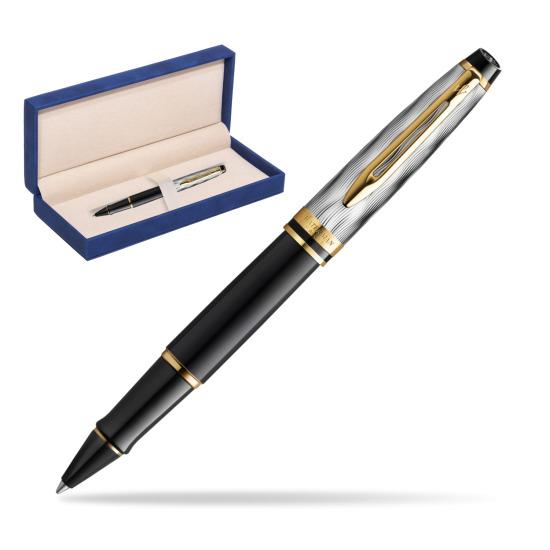 Waterman EXPERT REFLETS DE PARIS Rollerball pen in suede box navy blue