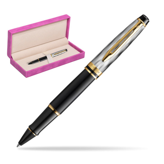 Waterman EXPERT REFLETS DE PARIS Rollerball pen in suede box fuchsia