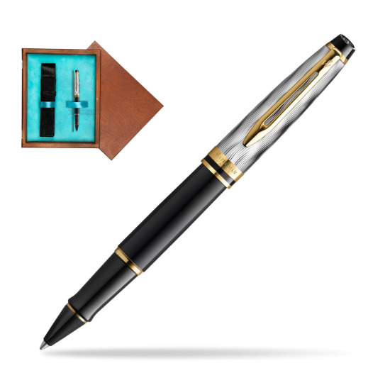 Waterman EXPERT REFLETS DE PARIS Rollerball pen in single wooden box Mahogany Single Turquoise 