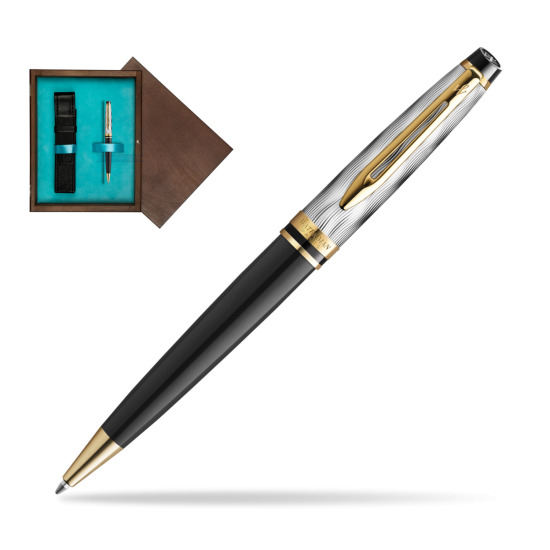 Waterman EXPERT REFLETS DE PARIS Ballpoint Pen in single wooden box Wenge Single Turquoise 
