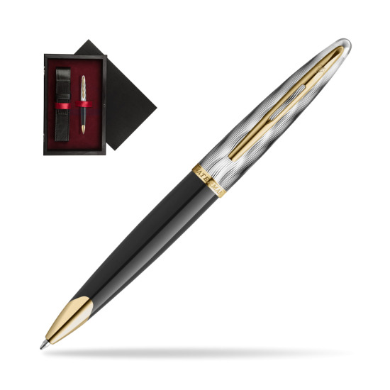 Waterman CARÈNE REFLETS DE PARIS Ballpoint pen in single wooden box Black Single Maroon