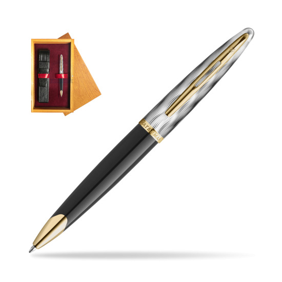 Waterman CARÈNE REFLETS DE PARIS Ballpoint pen in single wooden box Honey Single Maroon