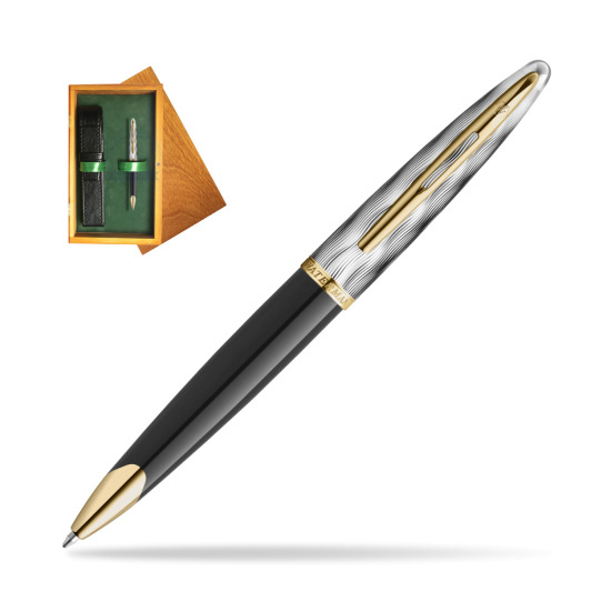 Waterman CARÈNE REFLETS DE PARIS Ballpoint pen in single wooden box Honey Single Green
