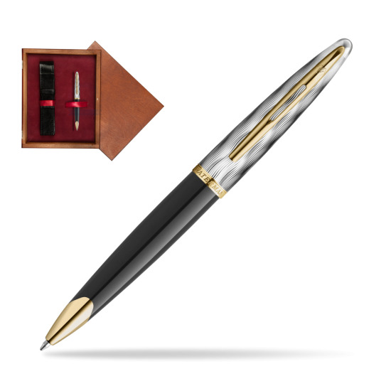 Waterman CARÈNE REFLETS DE PARIS Ballpoint pen in single wooden box Mahogany Single Maroon