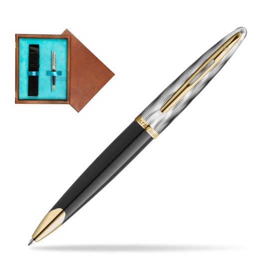 Waterman CARÈNE REFLETS DE PARIS Ballpoint pen in single wooden box Mahogany Single Turquoise 