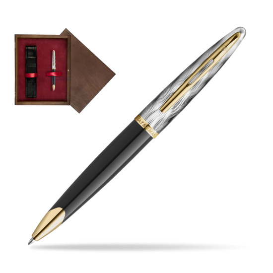 Waterman CARÈNE REFLETS DE PARIS Ballpoint pen in single wooden box Wenge Single Maroon