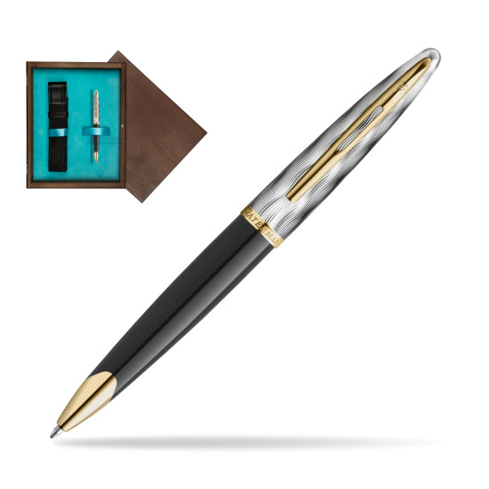 Waterman CARÈNE REFLETS DE PARIS Ballpoint pen in single wooden box Wenge Single Turquoise 