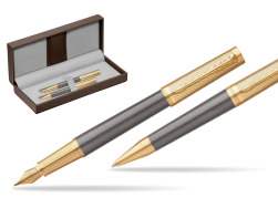 Parker Fountain pen + Ballpoint pen Ingenuity Pioneers GT - limited edition Gift Set in the brown leather box
