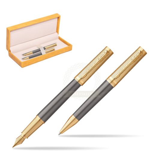Parker Fountain pen + Ballpoint pen Ingenuity Pioneers GT - limited edition Gift Set in suede box yellow