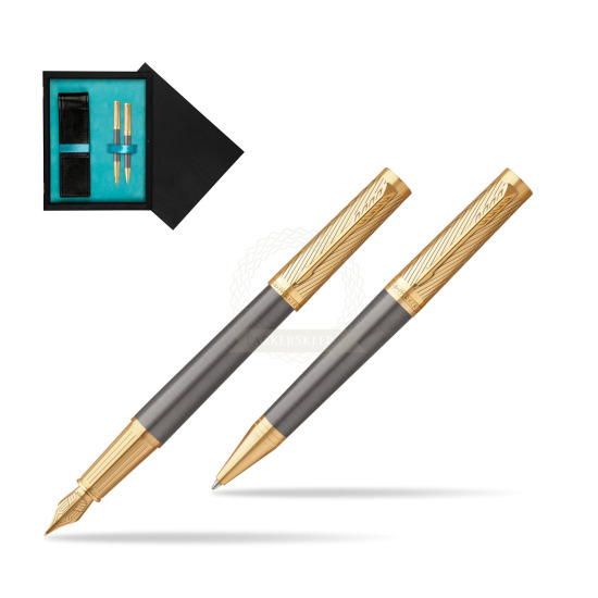 Parker Fountain pen + Ballpoint pen Ingenuity Pioneers GT - limited edition Gift Set in double wooden box Black Double Turquoise