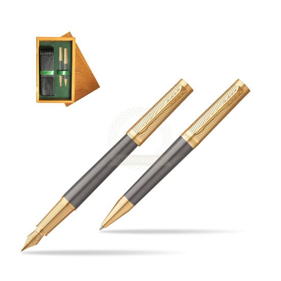 Parker Fountain pen + Ballpoint pen Ingenuity Pioneers GT - limited edition Gift Set in double wooden box Honey Green